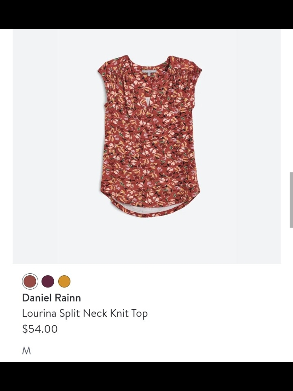 Daniel Rainn Floral Split Neck Knit Top - Rust Multi